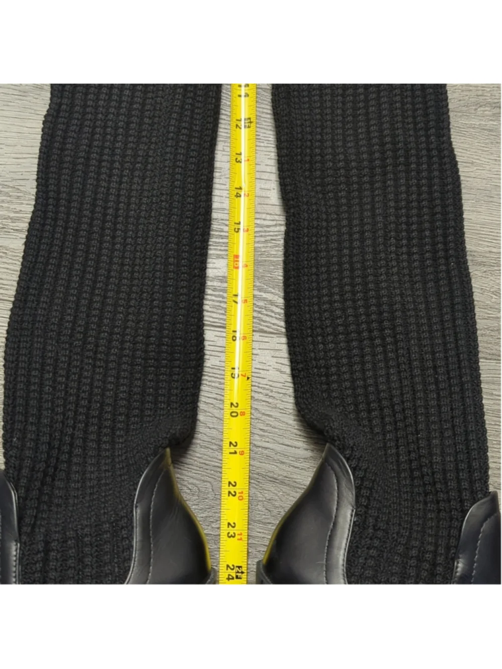 3X HP. GUCCI Black Leather GG Aspen Wool Babylon Knee High Wedge Boots